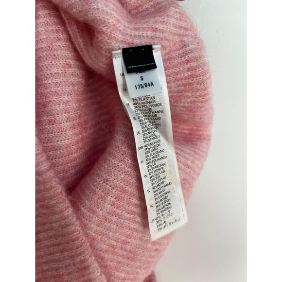 Diesel Cold Shoulder Mohair Blend Sweater Women S Pink Fuzzy Knit Pullover - Picture 4 of 9